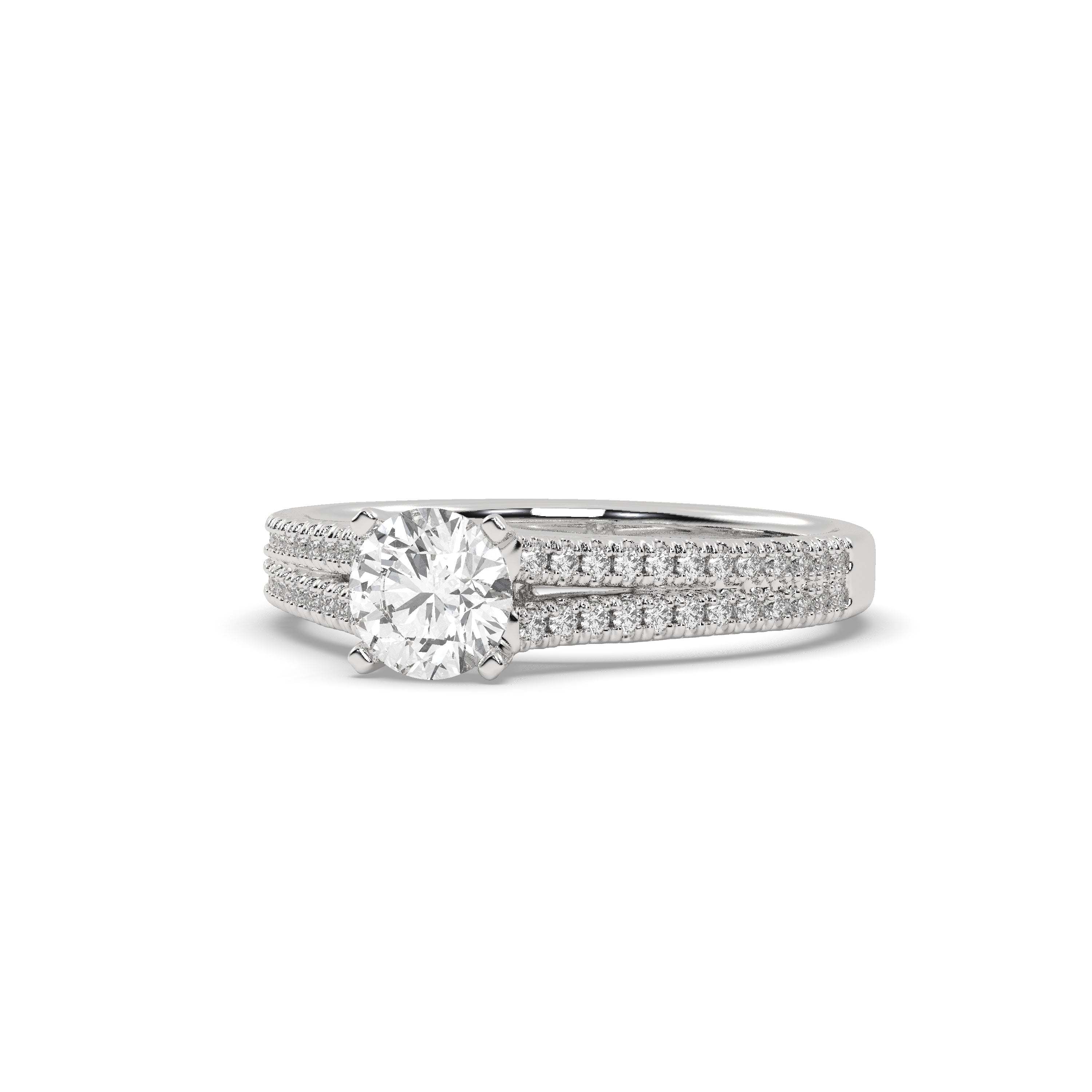 White Gold Studded 0.994 Carat Lab Grown Diamond Ring-F Color VS1 Clarity.